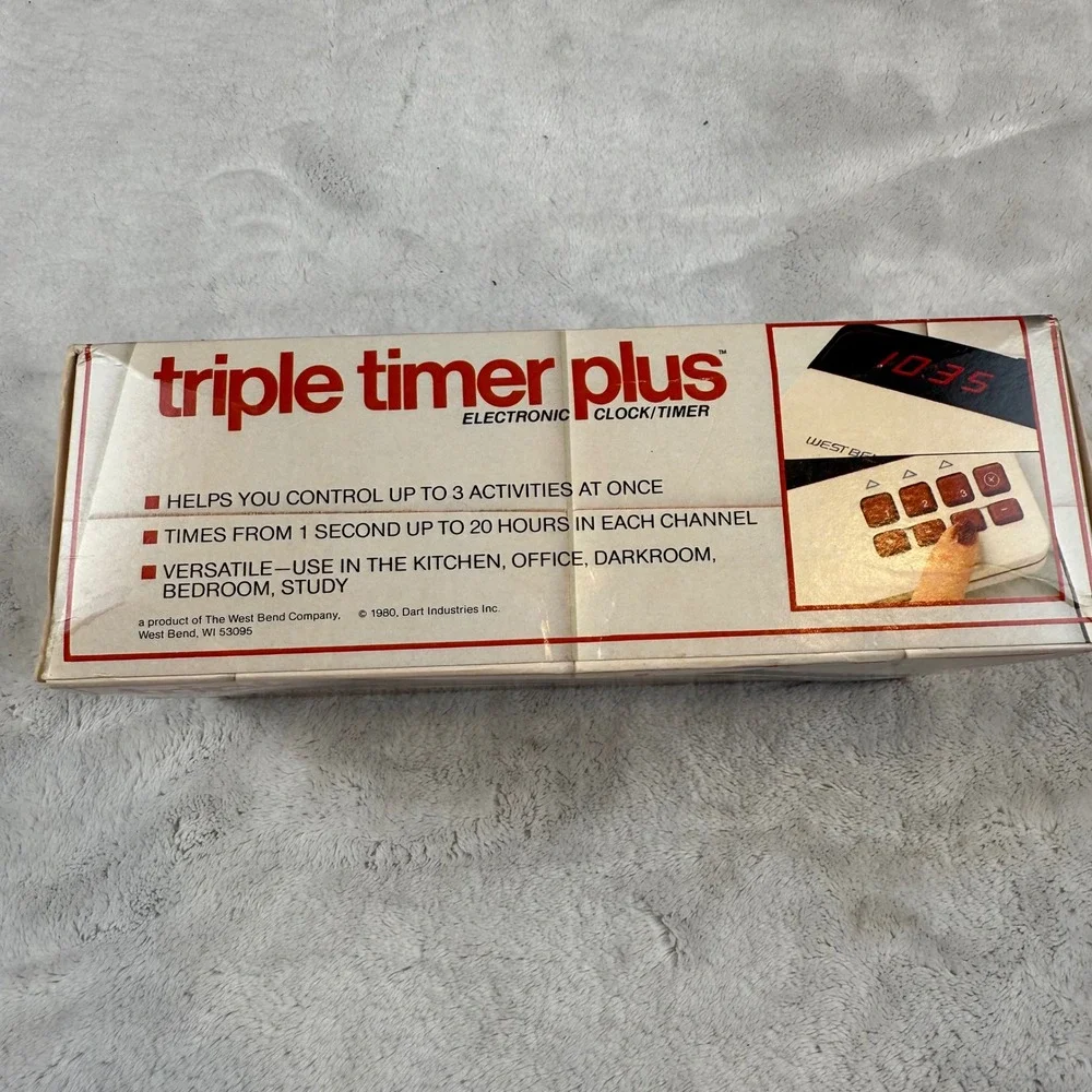 West Bend Triple Timer‎ Plus Vintage 1980 Electronic Clock Timer No 40001 Cream